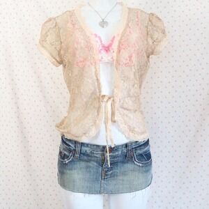 vintage y2k old navy lace tie-front top — L
